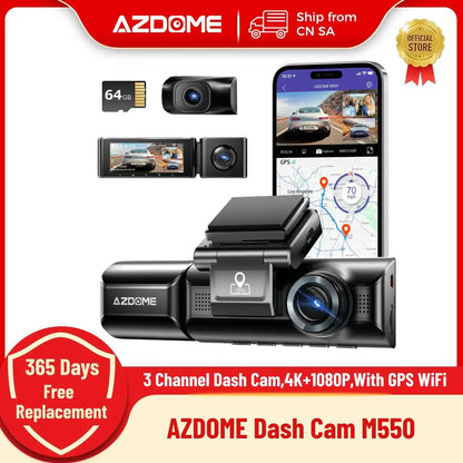 4K+1080P Dashcam AZDOME M550