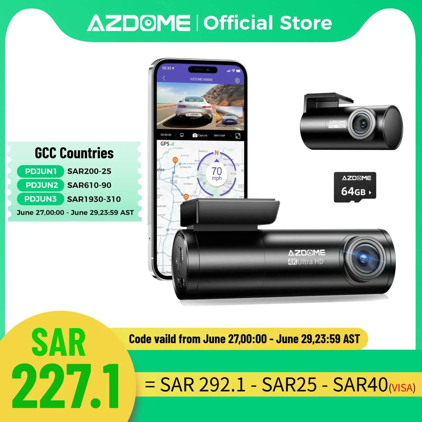 4K Dashcam AZDOME M300S